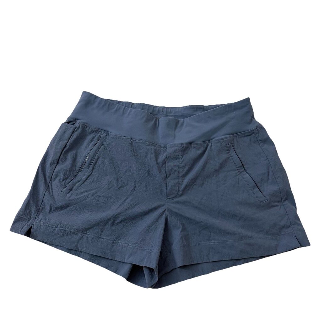 Athleta‎ Trekkie North Shorts Womens 14 Blue Nylon Pockets Ripstop 3.5" Hiking